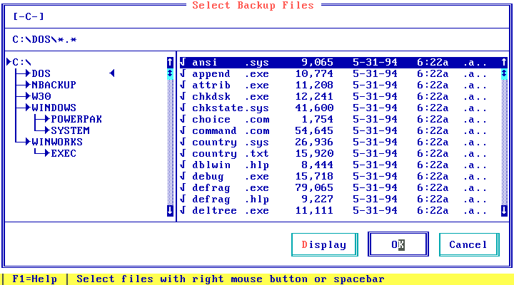 Norton Backup 1.1 - File Select